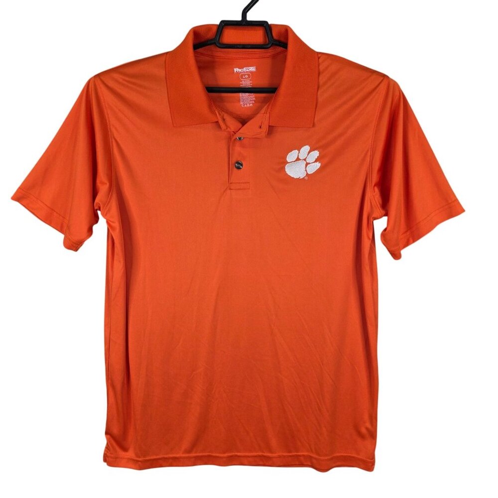 Mens Pro Edge Knights Apparel Orange Polo Shirt Clemson Tigers Embroidered L